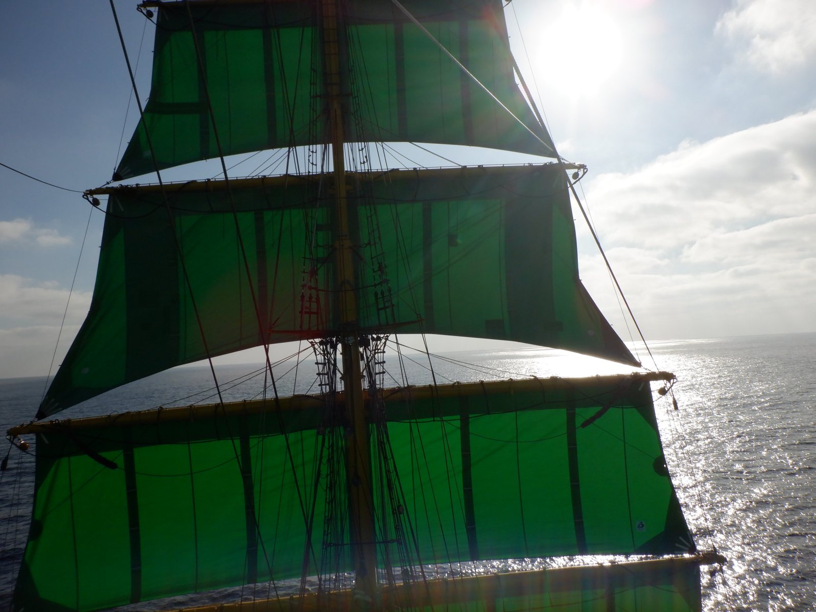 Green canvas: Alexander von Humboldt II, looking aloft