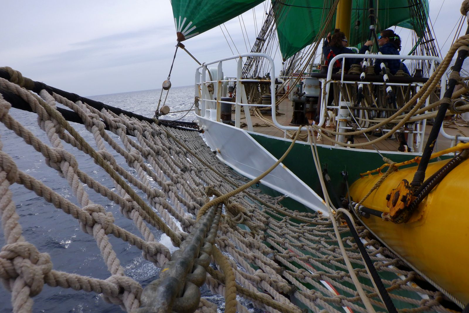 On the bowsprit: Out on the netting, Alexander von Humboldt II, March 2022