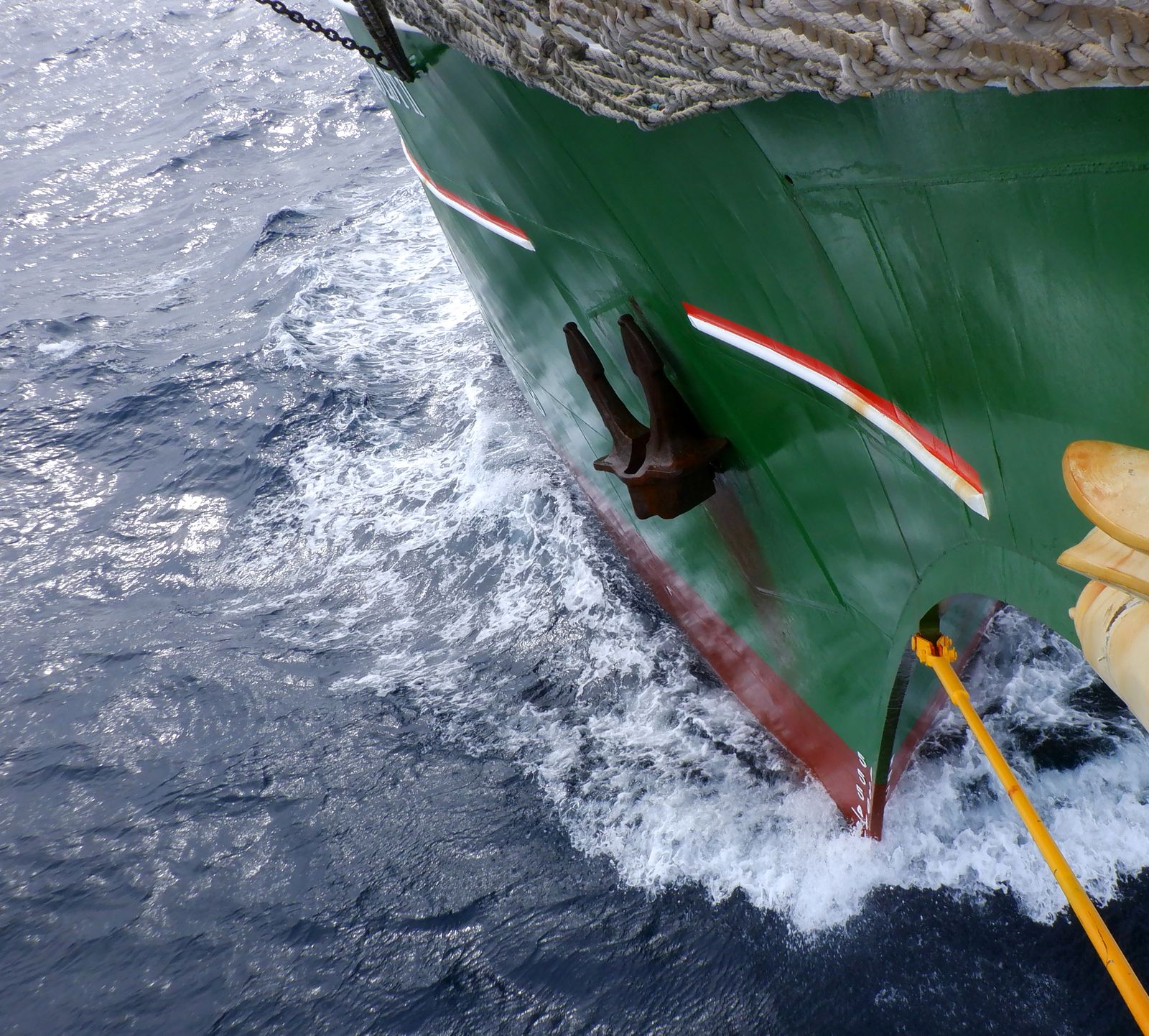 White water: Bow wave, homeward from the Azores
