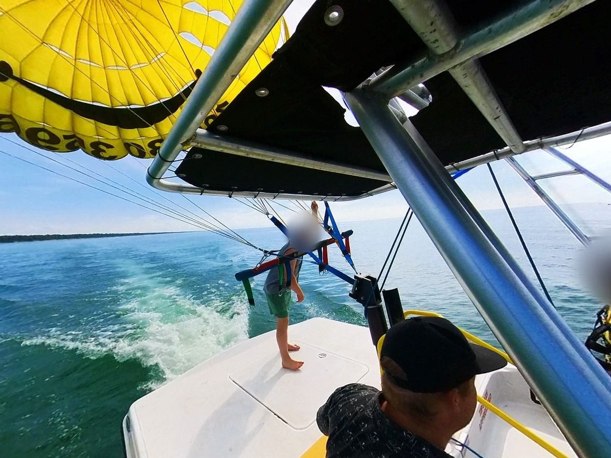 At the helm: Grand Bend Parasail, Lake Huron